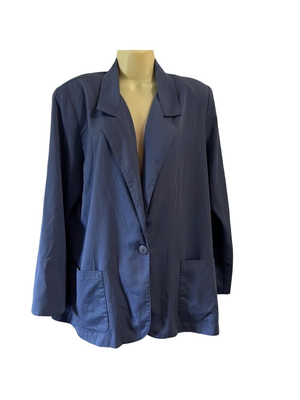 Bentley Vintage Cornflower Blue Unlined Blazer Size 14 Work Office Pockets